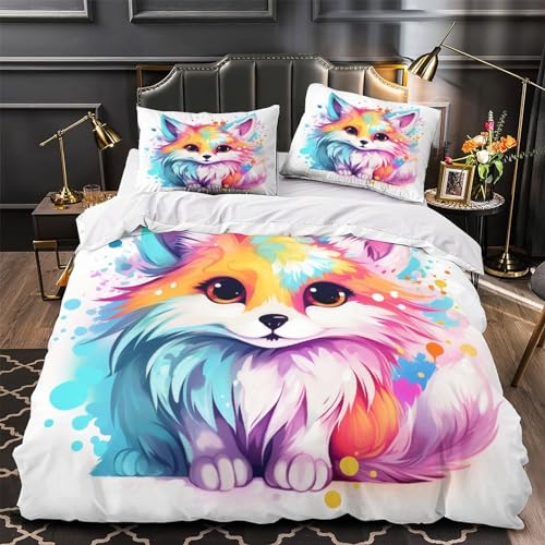 Housse de couette renard 3D parure de lit microfibre 140x200cm - 4