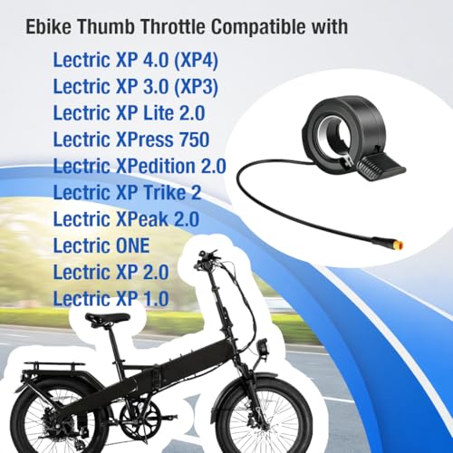 Image of Ebike Full Throttle for Lectric XP4 /XP 3.0 /XP Lite /Xpedition, 12V-72V 3 Pin Waterproof Connector, Right Hand Twist Throttle for Lectric XP4 Ebike Plug & Play, Electric Bike Throttle Replacement
