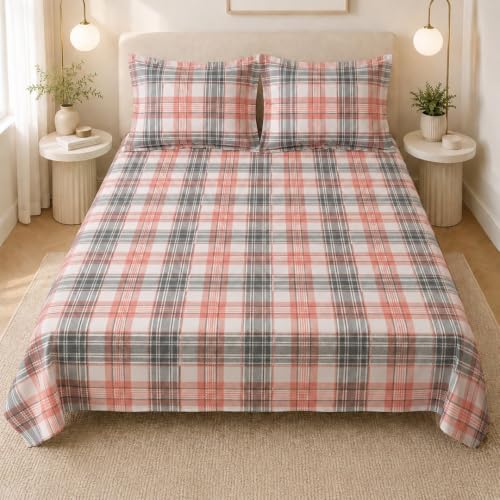 Image of LANE LINEN Symphony 100% Cotton 144TC Double Bedsheet Set, 3 Piece, Printed