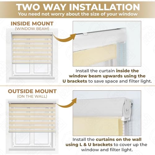 Image of ABOUT SPACE Window Blinds - 5x7 ft Zebra Roller Blinds for Windows for Light Filtering, Privacy, UV Protection Corded Roll Up Curtain Window Shades for Home, Office, Living Room Kitchen