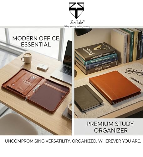Image of ZesTale Professional Leatherette Material 2 Ring File Folders, Conference Folder| Certificate Document Folder | Certificates Folder | Leather folders for documents | Folders with 15 Leafs(200 Micron)