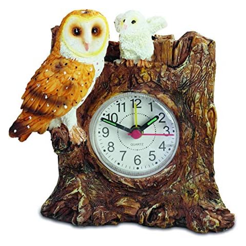 Reloj de búho de resina 12/11,5/4 cm de la colección de montañas de búho pintado a mano Cover