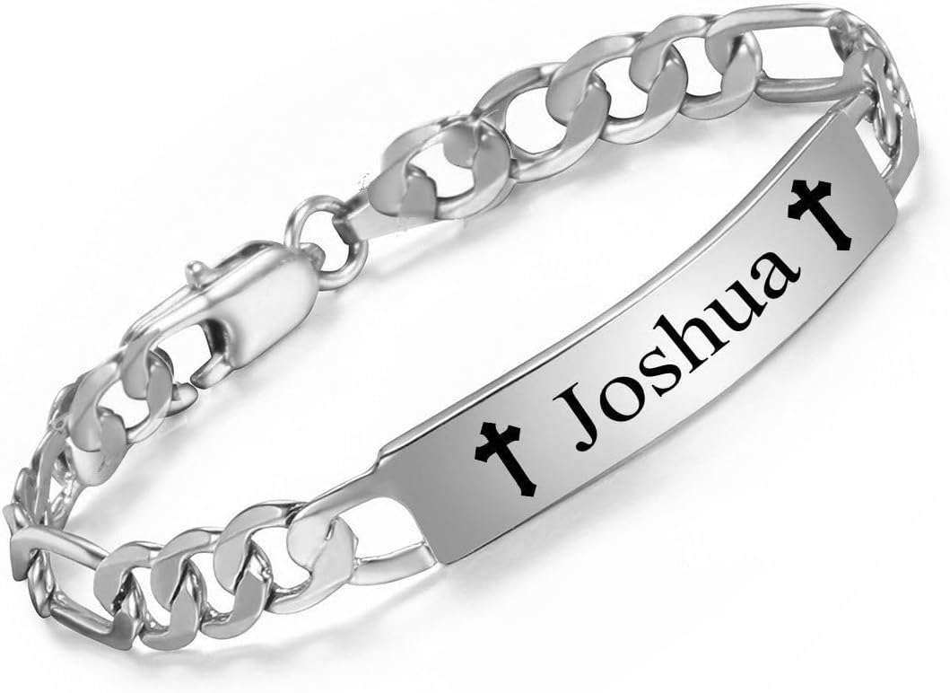 A & L Engraving Personalized Stainless Steel ID Bracelet Custom Engraved Free - Choose From 7.5", 8" or 8.5" - Ships from USA