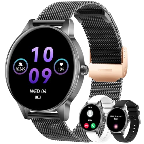 Image of Smart Watches for Men Women(Answer /Make Calls), 1.27 inch HD Screen Fitness Tracker with Heart Rate /Sleep Monitor, 130+ Sport Modes IP68 Waterproof Activity Tracking, Smart watch for Android iPhone, Black