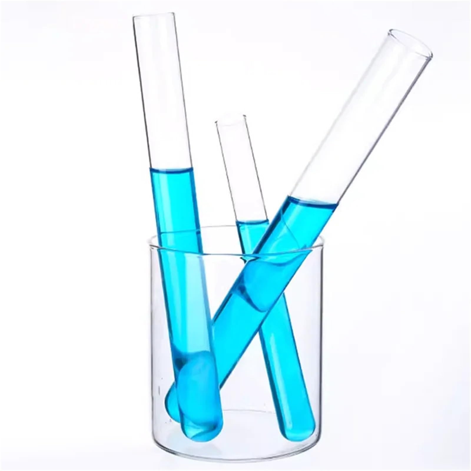 Provetta in vetro borosilicato ad alta densità con bocca piatta e fondo tondo, attrezzatura for esperimenti chimici resistente alle alte temperature(20X200mm 10pcs)