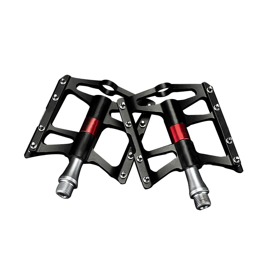 2 Pcs Bike Pedals for Polygon Siskiu D7, Non-Slip, Wear-Resistant, Wide Flat Pedals, Anti-Skid Pins, Easy to Install, for Commuter, Mountain, Touring Bikes,A Black