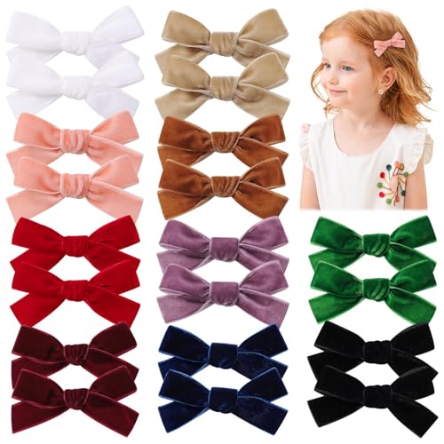 Auiremrti Laços de cabelo para meninas e meninos, 20 unidades, veludo com laço, acessórios para o cabelo para bebés e meninos, conjunto de ganchos de cabelo para meninas e meninos, multicolor, L,