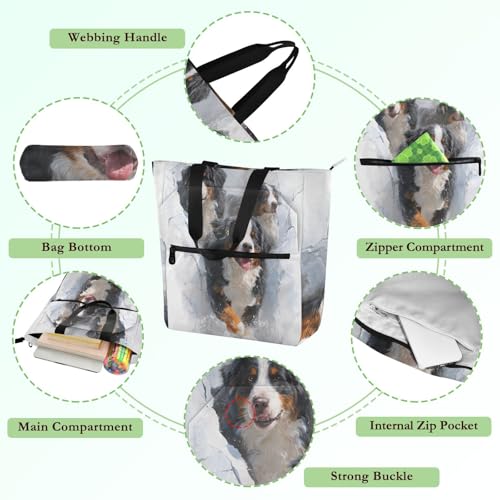 Bolsa escolar de perro de montaña 3D: bolsa de tela con bolsillos para compras 5
