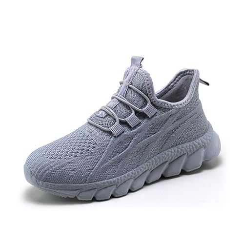 DLWKIPV Boys Girls Walking Shoes Kids Slip On Running Tennis Sneakers Athletic Sports Non Slip Lightweight Breathable Comfortable Casual Fashion Light Gray Blue Size 3