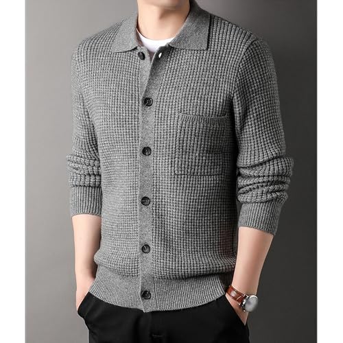 JEKE-DG Men's Lapel Button Down Cardigan Sweater Fashion Loose Sleeve Regular Sweater Casual Open Front Sweaters2