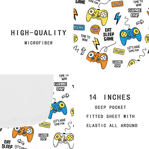 Mkikejoy Video Game Sheets Twin Size Gaming Sheets 2 Piece 1 Fitted Sheet With 1 Pillowcase Colorful Game Controllers Print Soft Sheets For Boys Girls Teens #TOP3