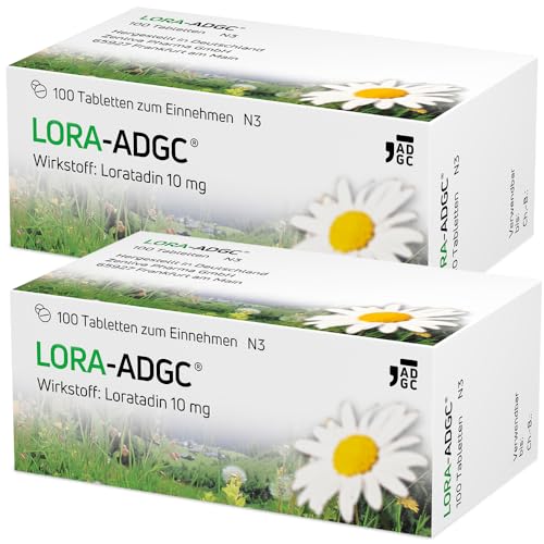 Lora ADGC® - 2x 100 Stück - Antiallergikum zur Behandlung von Allergiebeschwerden wie Heuschnupfen, Juckreiz und Hautrötungen - langanhaltend & gut verträglich - Bereits für Kinder ab 2 Jahren