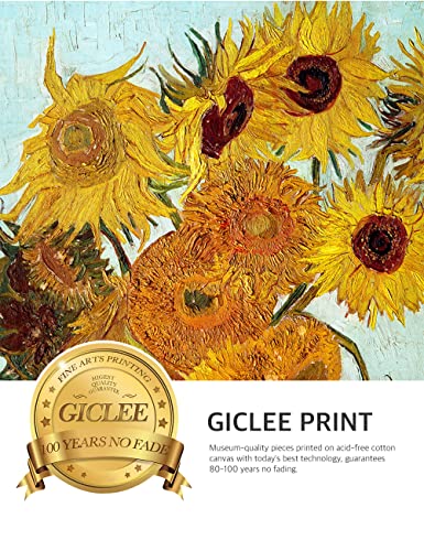 Decorarts - Twelve Sunflowers, Vincent Van Gogh Art Reproduction. Giclee Prints Match With Golden Framed For Wall Decor. Picture Size: 16X20 In, Framed Size: 22X26 In #TOP4