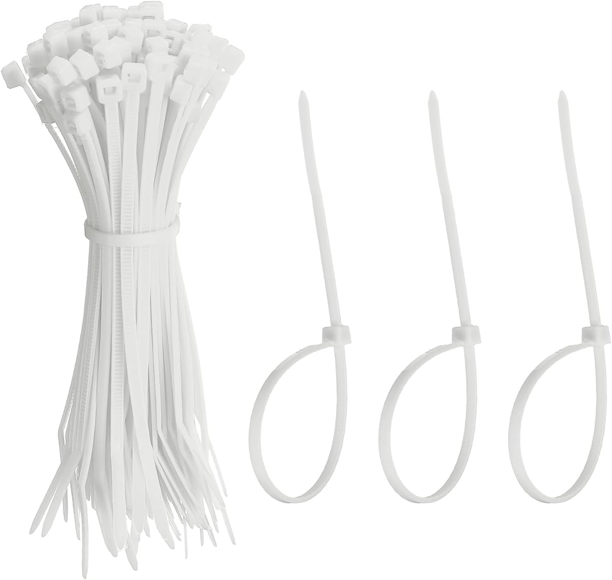 Zip Ties Plastic Cable Ties, Self-Locking Wire Zip Tie 4 Inch Fit for Home Garden Office Workshop Travel - (100 Pack, White)