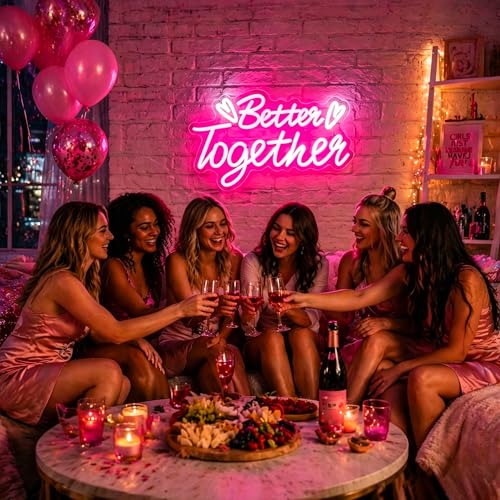 Image of Better Together Neon Sign, Neon Signs for Wall Decor Neon LED Signs Room Neon Light Up Signs Home Decor for Bedroom Club Party Bar Shop USB Operated