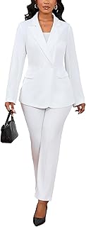 Pant Suits for Women Dressy Double Breasted Blazer Set 2 Piece Bussines ...