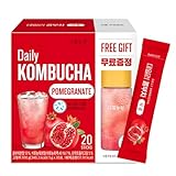 Garden Kombucha Tea, Powder 5g x 20 Sachets (100g/3.52oz) Probiotics, Prebiotics, Sugar Free, Diet Tea, Healthy Drink with Bottle (FREE BOTTLE SHAKER) (Pomegranate)