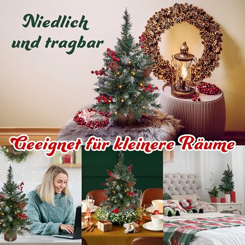 Get Trend Künstlicher Weihnachtsbaum Klein mit Beleuchtung, 50 cm Tannenbaum mit LED Lichterkette, Xmas Deko für Innen (Grüne) – Bild 4