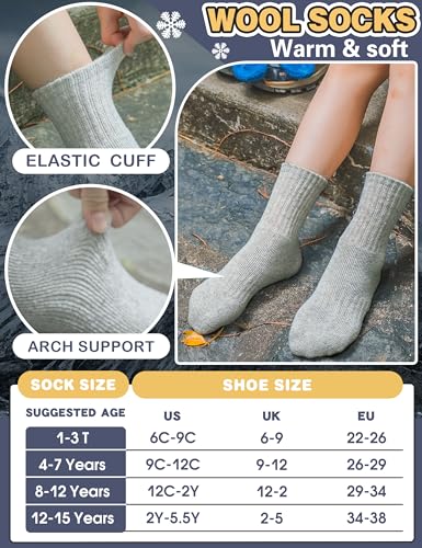 Anlisim Meias infantis de lã merino para caminhadas meninos meninas botas térmicas inverno quente bo