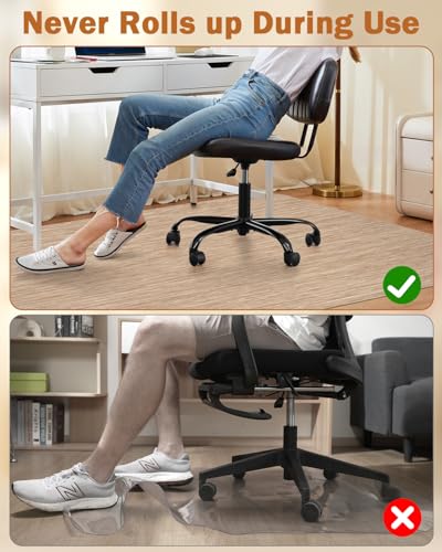 Image of Blvornl Office Chair Mat for Hardwood Floor, 35.4 inch*47.2 inch Desk Computer Chair Mat for Hard Wood, Large Anti-Slip Hard Floor Protector Rolling Chair Mat, PVC Mat Desk Rug for Office and Home Red Brown