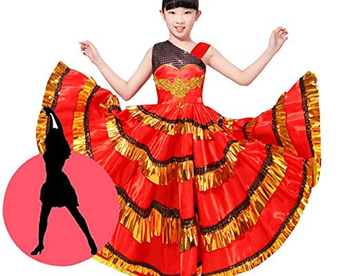 Estilo Gitano Princesa Niñas Trajes de Danza del Vientre Falda Flamenca Tradicional...