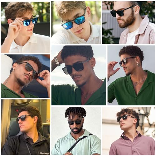 Image of VANLINKER Polarized Square Sunglasses for Men Women Dark Shades with UV Protection for Driving VL9748
