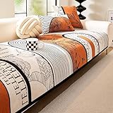 Fitance optimale : Housse de canapé en chenille douce et bohème avec envers antidérapant (en caoutchouc de silicone), qui reste en place plus facilement que les housses classiques à sangles.