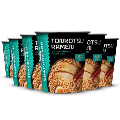 Snapdragon Tonkotsu Ramen Cup Noodles - 6 Pack Instant Ramen Bowl with Authentic Wheat Noodles, Soup...