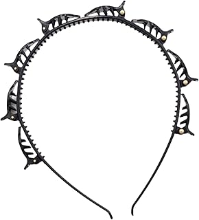 ヘアバンド ダブル前髪ヘアスタイルヘアピン カチューシャ 波型 ダブルクリップ付きヘアバンド 編み込み補助ツール 前髪固定用 空洞三つ編みデザイン 全髪質対応 ペット樹脂製 洗練された大人用アクセサリー