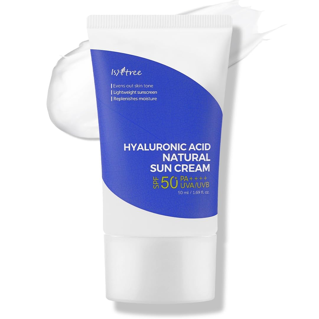 Hyaluronic Acid Natural Suncream SPF50 PA++++, 1.69 fl.oz, Evens out skin tone, Lightweight sunscreen, Water Resistant And Non-Greasy Sunscreen, Daily UV Defense Sunscreen for All Type Skin (50ml)