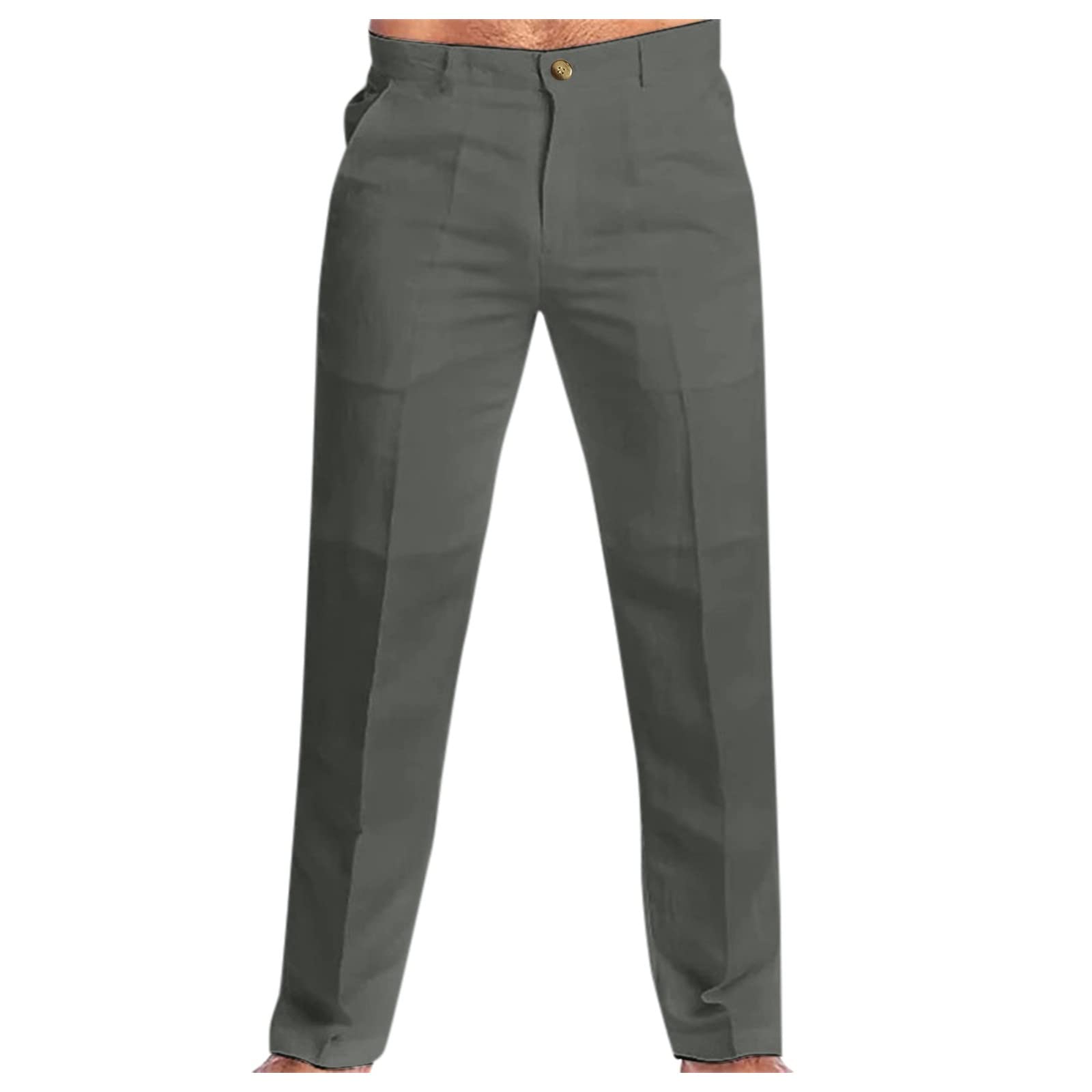 Men's Formal Dress Pants Casual Business Office Work Smart Pants Comfort Flat-Front Stretch Pleated Chino Golf Trousers Straight Leg Everpress Pants Cotton Linen Long Slacks