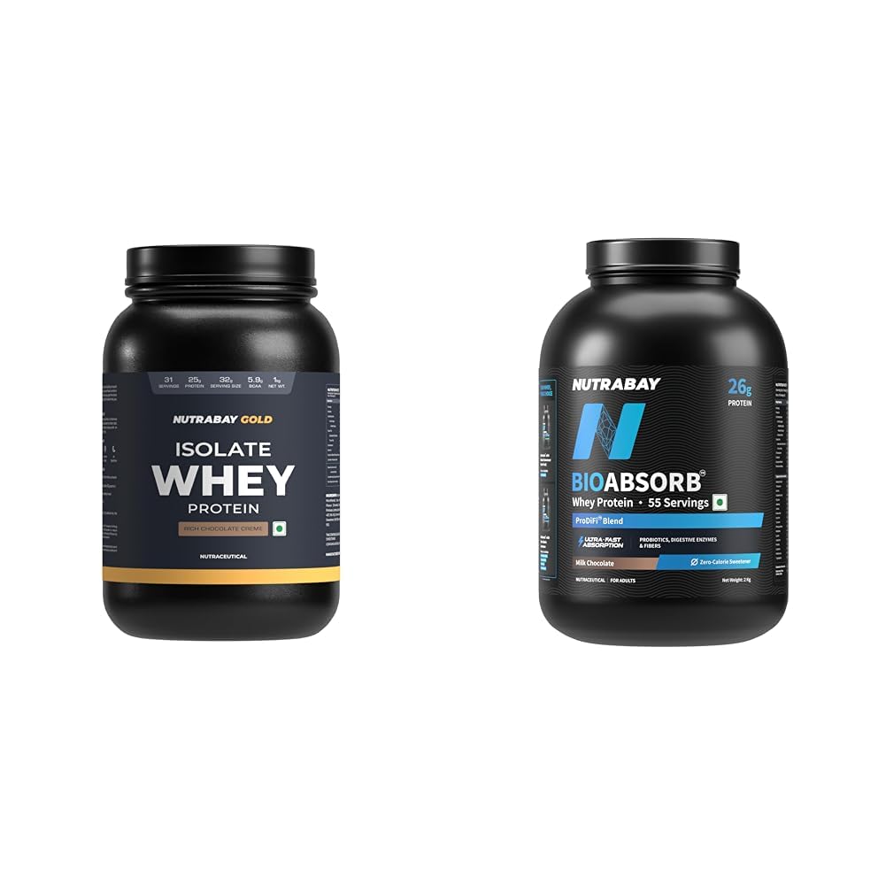 Nutrabay Gold Whey Protein Isolate Powder 25g Protein, 5.9g BCAA per Serving, Easy to Digest, NABL | Nutrabay BioAbsorb™ Whey | ProDiFi™ for Ultra-Fast Absorption | 26g Protein | Milk Chocolate, 2kg-image-34