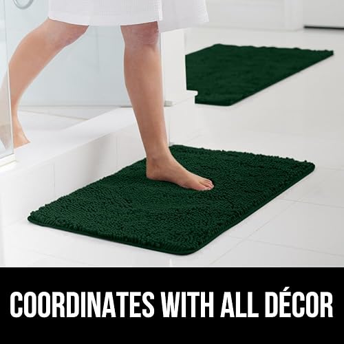 Vista 398 de Gorilla Grip - Tapete de baño de 30” x 20”, de felpilla gruesa, suave y absorbente, secado rápido, de microfibra, con reverso de caucho, para piso
