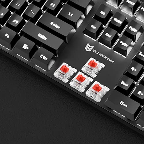 Image of Merdia Mechanical Keyboard Gaming Keyboard | Red Switch, White Backlit Keyboard | 104 Keys US Layout | Wired Gaming Keyboard | Hot Swappable Mechanical Keyboard | PC Gaming Keyboards (Black)