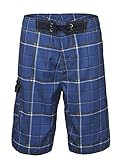 Nonwe Men's Beachwear Beach Shorts Quick Dry Plaid Pattern Sky Blue 30