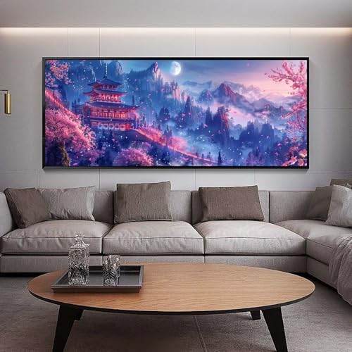 Peinture Architecture DIY 5D Diamant Painting pour Grand Mur Vide : Style Japonais 180x90 B53