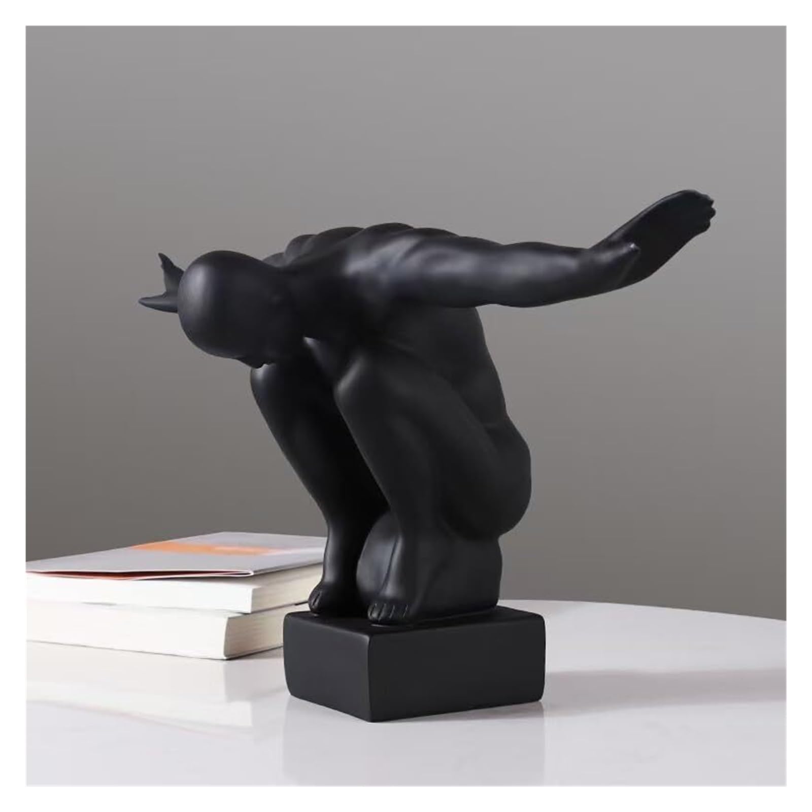 GlamourYard Knick Knacks Nordic Abstract Flying Man Sculpture Art Statue Home Decor 2 Colors to Choose Aesthetic Room Decor(Black)