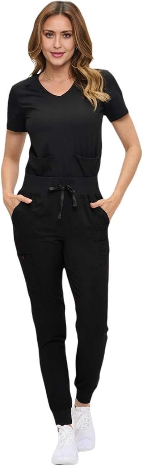 M&M SCRUBS Women’s Jogger Scrub Set - Soft Stretch V-Neck Top & Cargo Pants Medical Nursing Uniforms Regular/Petite