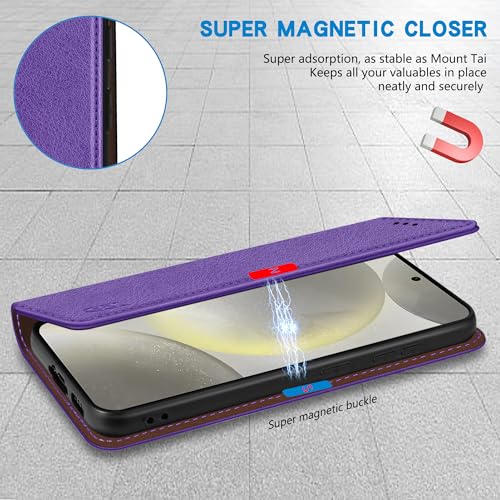 Image of ZZXX for Galaxy S23 FE Wallet Case Strong Magnetic 6.4 inch,Purple