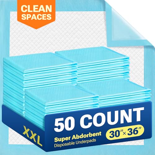 CLEAN SPACES 30"x36" Disposable Bed Pads, 50 Count