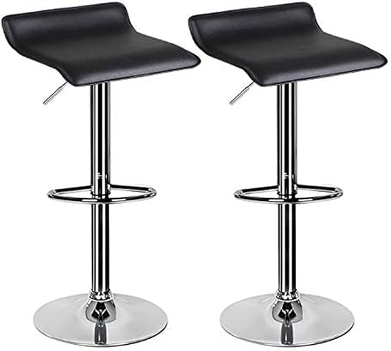 Hadwin Pair of Black Bar Stools,Breakfast Bar Stool with Chrome