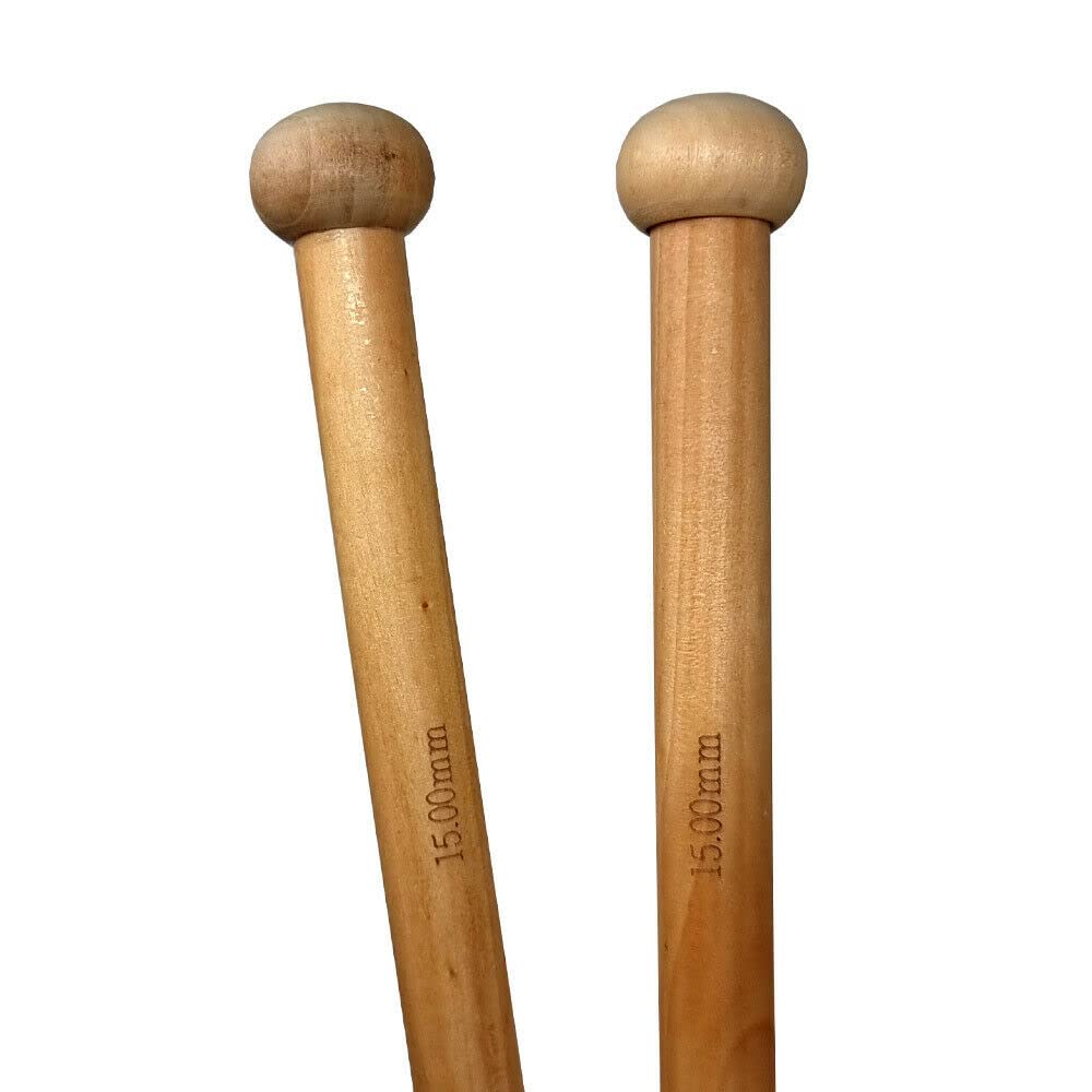 Laurel & MasonKnitting Needles Bamboo Single Point Eco Friendly Pair 25cm x 15mm