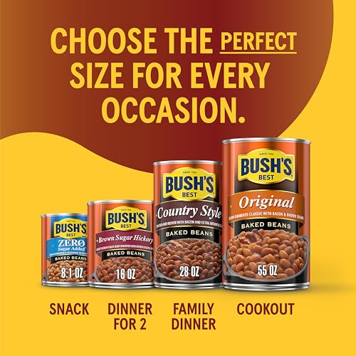 Image of BUSH'S BEST 8.3 oz Canned Homestyle Baked Beans, Source of Plant Based Protein and Fiber, Low Fat, Gluten Free, (Pack of 12)