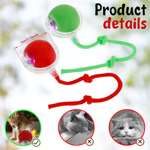 BOBASH 2 Stück Interaktives Katzenspielzeug Ball Katzenball Spielzeug Elektrisch 360° Rolling Ball Hund Hundespielzeug mit USB für Katzen Hunde
