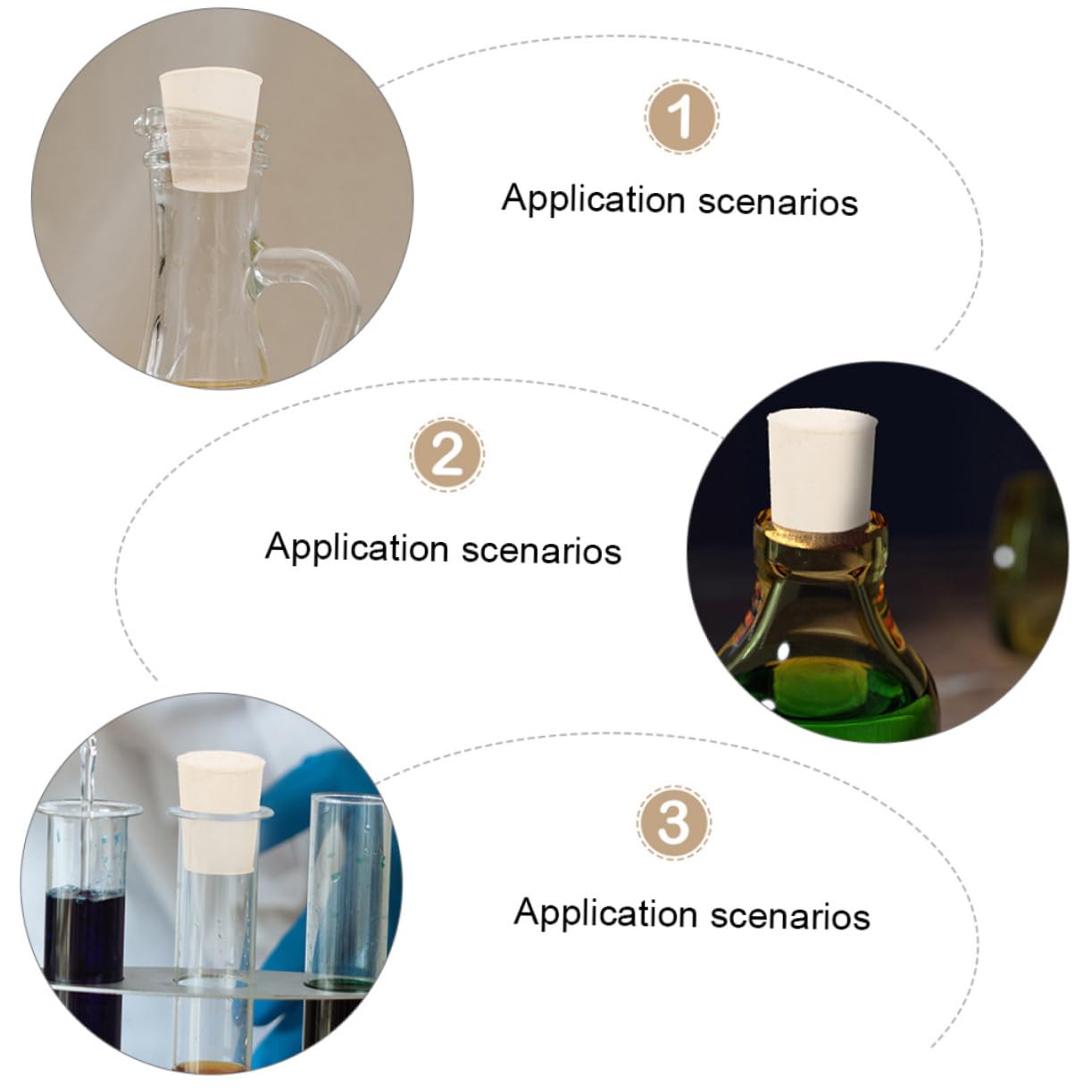 MUSISALY White Tapered 50pcs Rubber Sealing Plug Laboratory Solid Hole Stopper Tapered Flask Plug