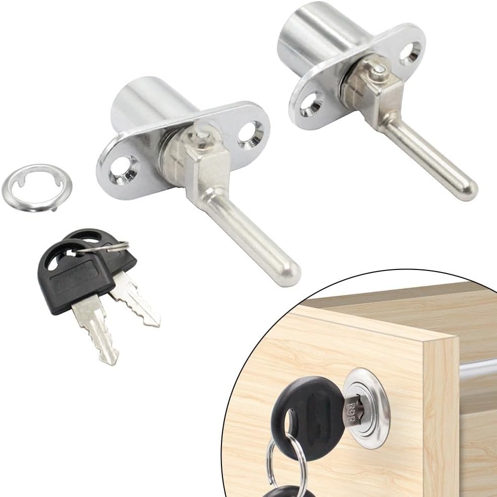 Cabinet Lock,Secure,Furniture lockZinc Alloy with Chrome Finish Keys for Effective Door Security(B)
