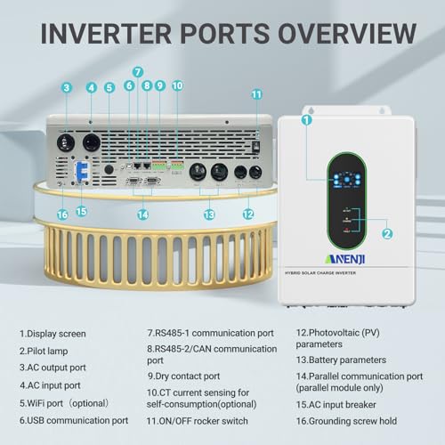 Image of 12000W Hybrid Solar Inverter 48V Split Phase 120V /240V, 200A Dual MPPT Controller 500V Input, Pure Sine Wave Off Grid Inverter Charger with WiFi & BMS Support, Parallel up to 6 Units-UL Certification