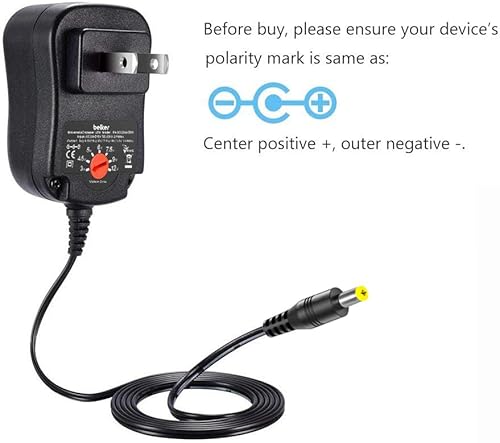 Miniatura 4 de Belker 12W 3V 4.5V 5V 6V 7.5V 9V 12V voltaje ajustable universal ACDC adaptador fuente de alimentación para electrónica doméstica, micro USB - 1A