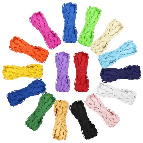 88 Yards Rick Rack Trim for Sewing 16 Color Wave Bending Fringe Trim 5mm Rick Rack Sewing Ribbons for DIY Sewings Craft Clothing Flower Making Home Wedding Party Decoration