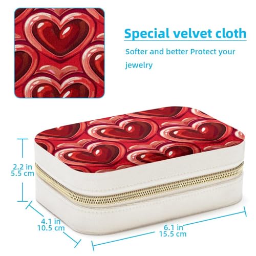 Boîte à bijoux portable en cœur rouge pour bagues et colliers de voyage
